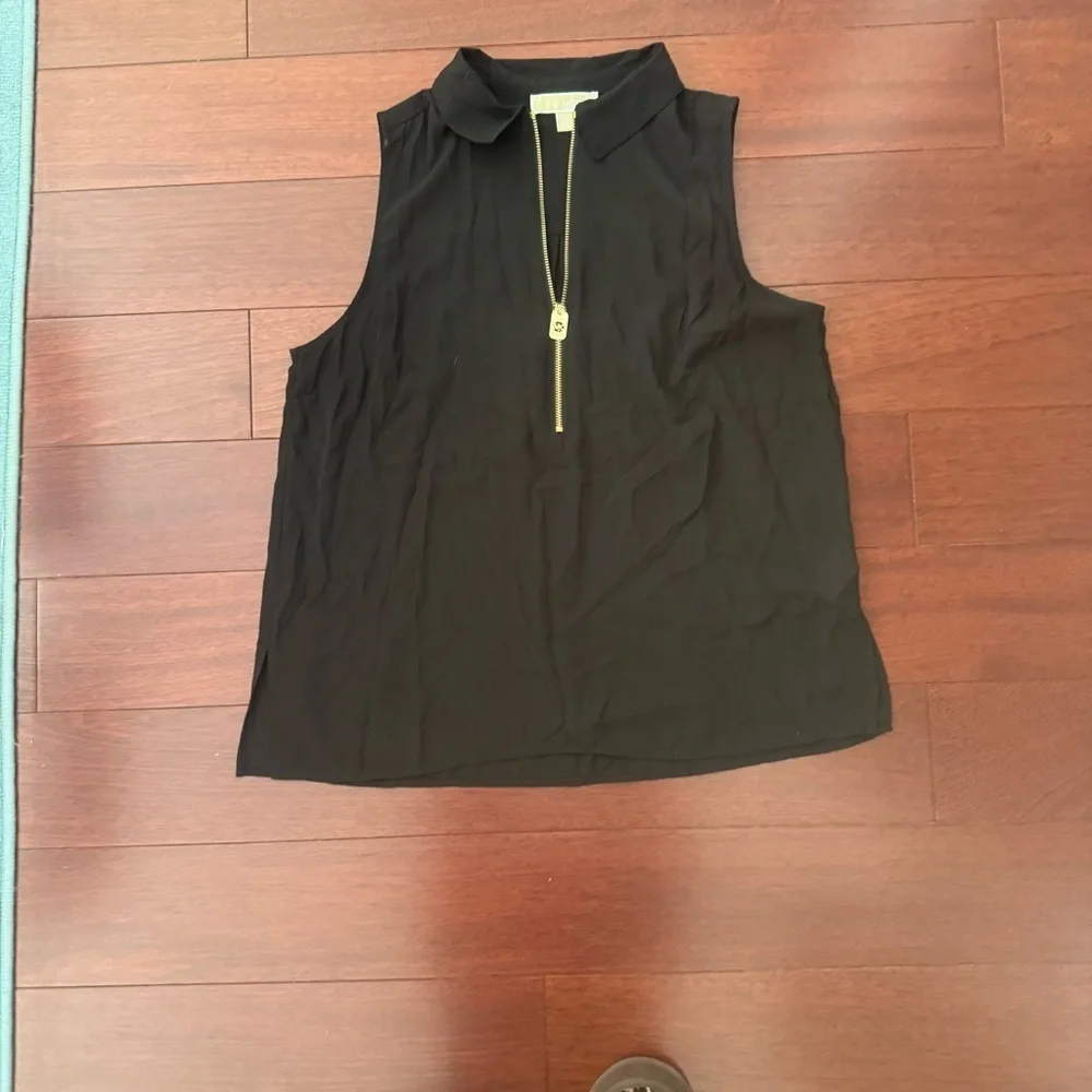 Michael Kors Black Sleeveless Zip Blouse